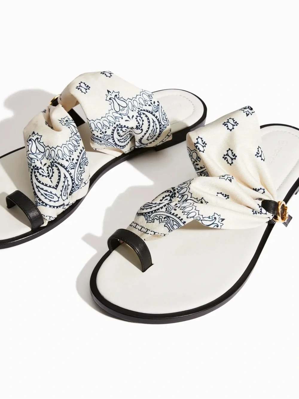 TORY BURCH Selby Scarf Sandal In Ivory Americana Bandana {$248} Sz 10.5